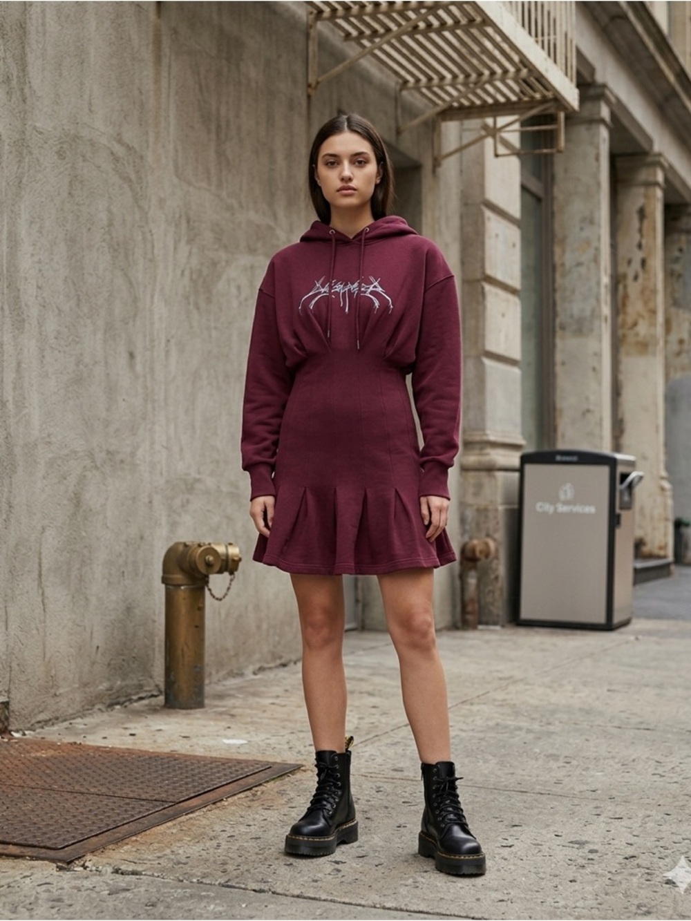 Daily Paper Lottie Hooded Mini Dress Purple Large Cotton Jersey NWT